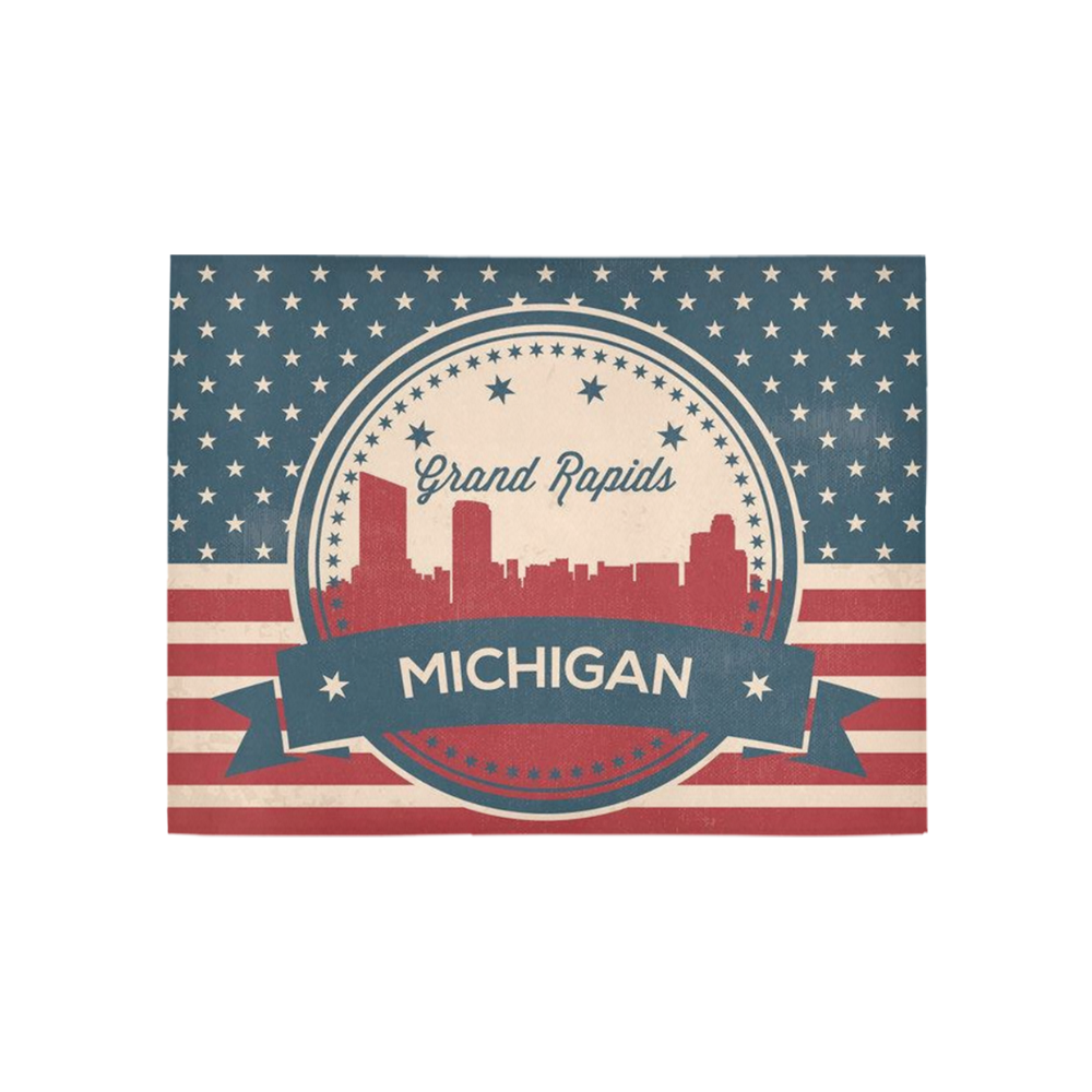 Retro Grand Rapids Michigan Skyline Area Rug 5 3 X4 Id D2306807