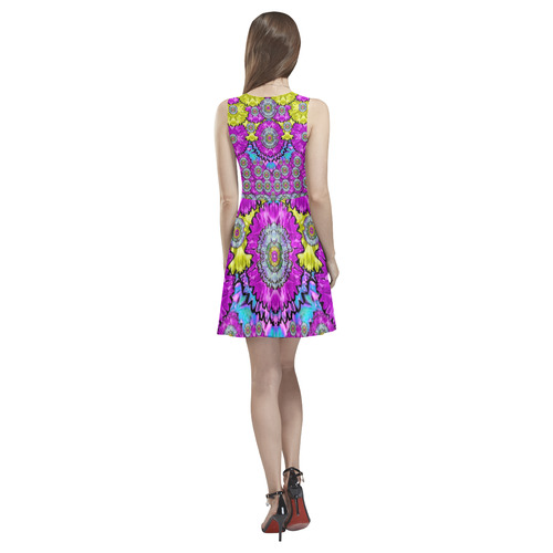 fantasy bloom in Spring time lively colors Thea Sleeveless Skater Dress(Model D19)