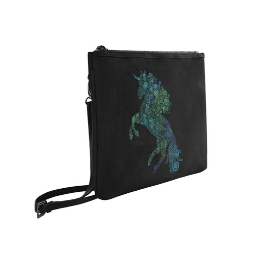 3D Psychedelic Unicorn blue and green Slim Clutch Bag (Model 1668)