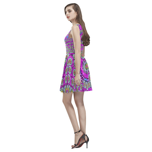 Spring time in colors and decorative fantasy bloom Thea Sleeveless Skater Dress(Model D19)