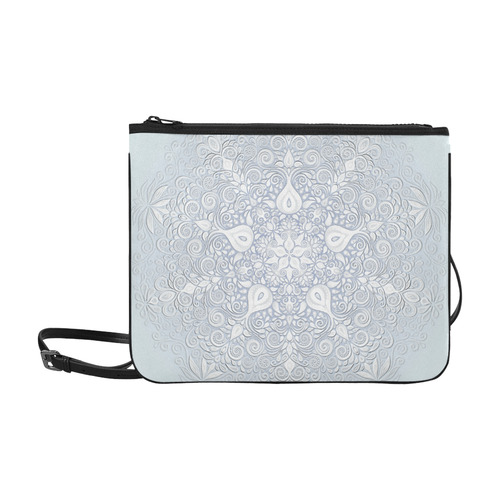 White and Blue Watercolor Mandala Pattern Slim Clutch Bag (Model 1668)