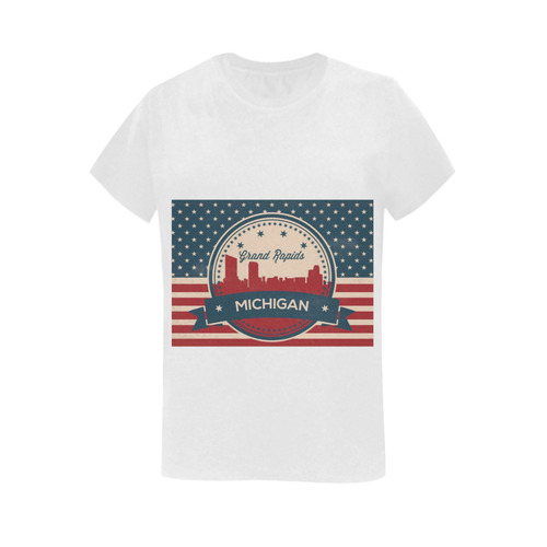 Retro Grand Rapids Michigan Skyline Women's T-Shirt in USA Size (Two Sides Printing)
