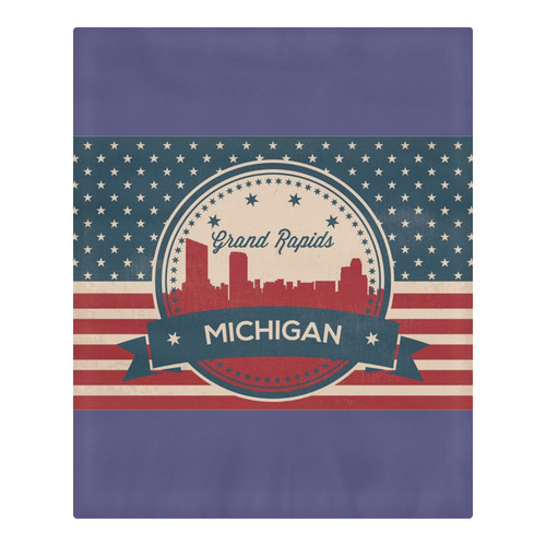 Retro Grand Rapids Michigan Skyline 3-Piece Bedding Set