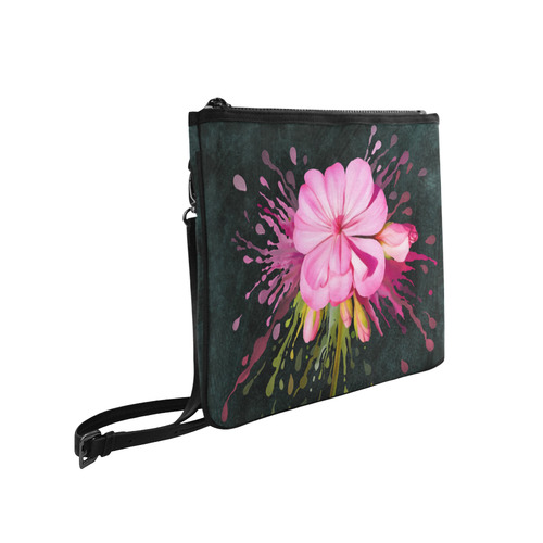 Pink flower, color splash, floral eruption Slim Clutch Bag (Model 1668)