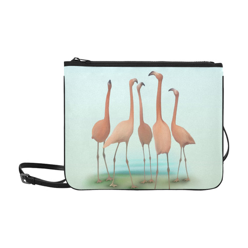 Flamingo Mingle, watercolor, birds Slim Clutch Bag (Model 1668)