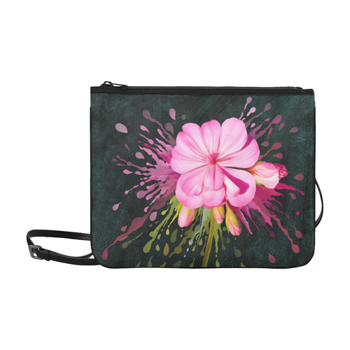 Pink flower, color splash, floral eruption Slim Clutch Bag (Model 1668)