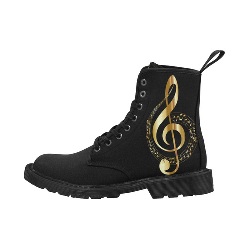 Golden Music Notes Martin Boots for Women (Black) (Model 1203H)