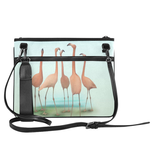 Flamingo Mingle, watercolor, birds Slim Clutch Bag (Model 1668)