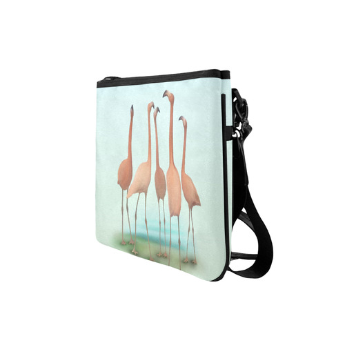 Flamingo Mingle, watercolor, birds Slim Clutch Bag (Model 1668)