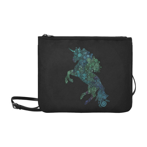 3D Psychedelic Unicorn blue and green Slim Clutch Bag (Model 1668)