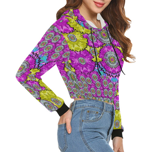 fantasy bloom in Spring time lively colors All Over Print Crop Hoodie for Women (Model H22)