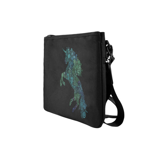 3D Psychedelic Unicorn blue and green Slim Clutch Bag (Model 1668)