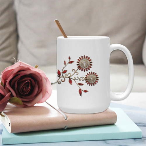 Ruby Jewel Flowers 1 Custom Ceramic Mug (15OZ)