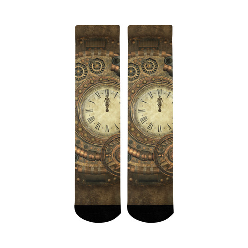 Steampunk, awesome clockwork Mid-Calf Socks (Black Sole)