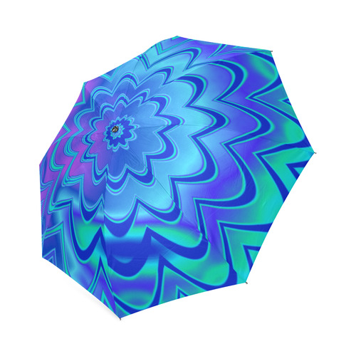 Blue Geometric Flower Foldable Umbrella (Model U01)