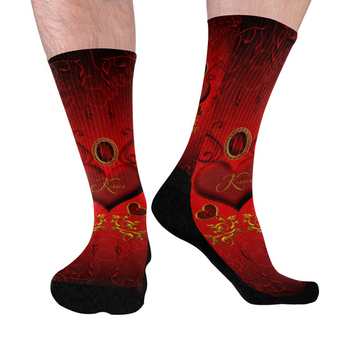 Valentine's day, wonderful heart Mid-Calf Socks (Black Sole)