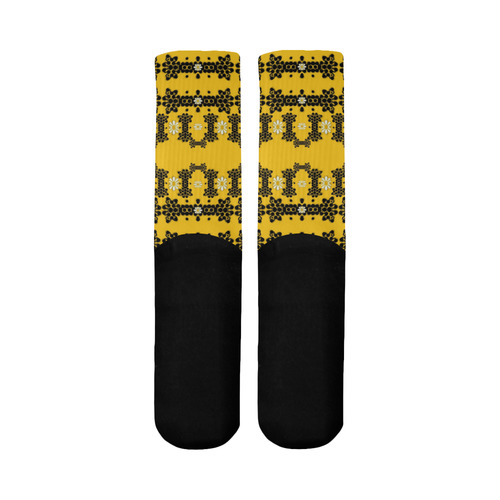 Ornate circulate is festive in flower decorative Mid-Calf Socks (Black Sole)