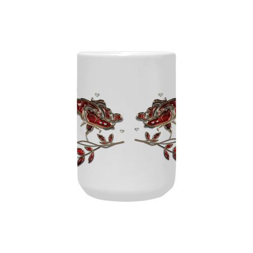 Ruby Jewel Hummingbird Flower Custom Ceramic Mug (15OZ)