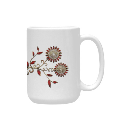 Ruby Jewel Flowers 1 Custom Ceramic Mug (15OZ)