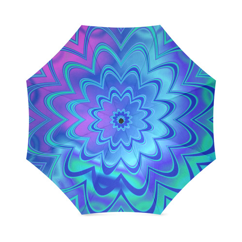 Blue Geometric Flower Foldable Umbrella (Model U01)