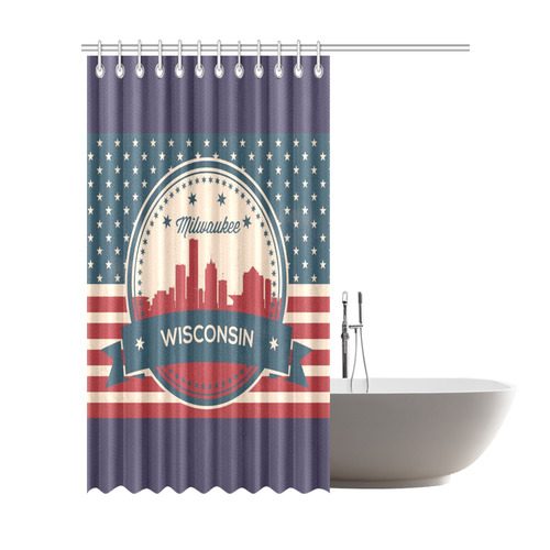 Retro Milwaukee Wisconsin Skyline Shower Curtain 72"x84"