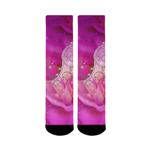 Wonderful floral design Mid-Calf Socks (Black Sole)