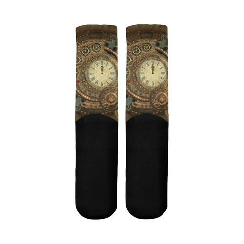 Steampunk, awesome clockwork Mid-Calf Socks (Black Sole)