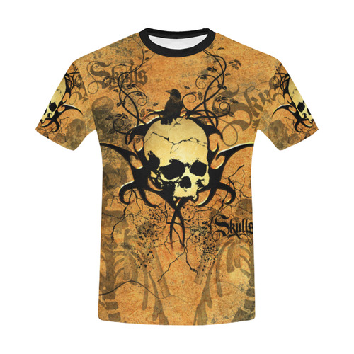 Awesome skull with tribal All Over Print T-Shirt for Men/Large Size (USA Size) Model T40)