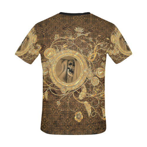 Awesome skull on a button All Over Print T-Shirt for Men/Large Size (USA Size) Model T40)