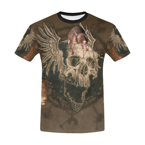 Awesome skull with rat All Over Print T-Shirt for Men/Large Size (USA Size) Model T40)