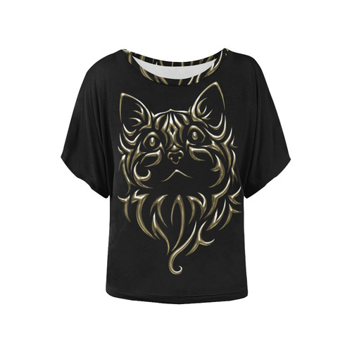 Metal Cat Women's Batwing-Sleeved Blouse T shirt (Model T44)