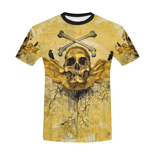 Awesome skull in golden colors All Over Print T-Shirt for Men/Large Size (USA Size) Model T40)