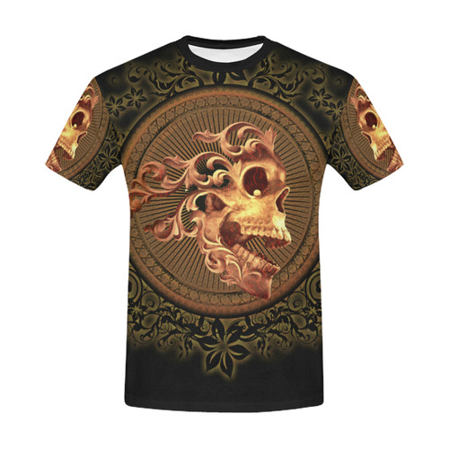 Amazing skull with floral elements All Over Print T-Shirt for Men/Large Size (USA Size) Model T40)
