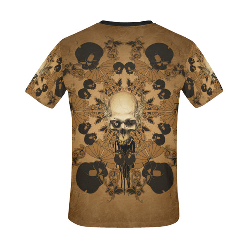Skull with skull mandala on the background All Over Print T-Shirt for Men/Large Size (USA Size) Model T40)