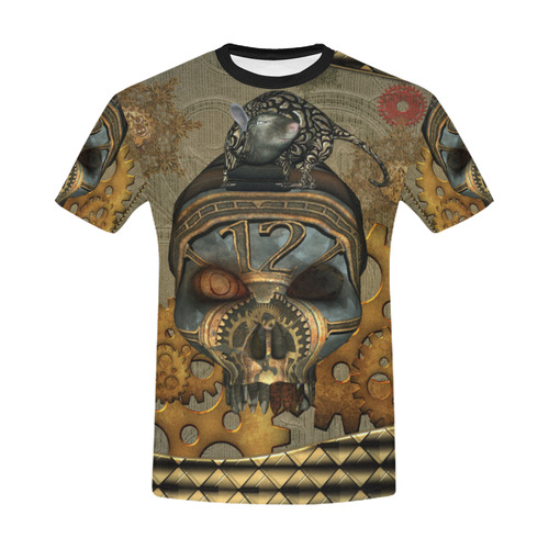 Awesome steampunk skull All Over Print T-Shirt for Men/Large Size (USA Size) Model T40)