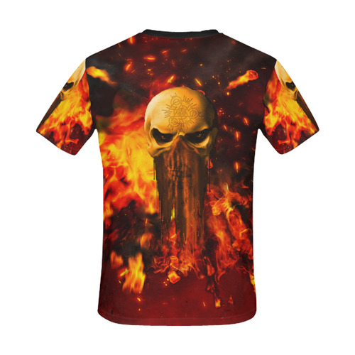 Amazing skull with fire All Over Print T-Shirt for Men/Large Size (USA Size) Model T40)
