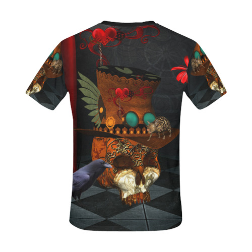 Steampunk skull with rat and hat All Over Print T-Shirt for Men/Large Size (USA Size) Model T40)