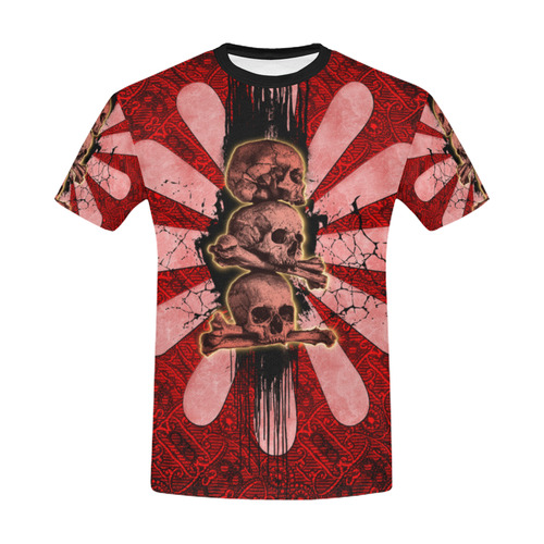 Skulls on a flower All Over Print T-Shirt for Men/Large Size (USA Size) Model T40)
