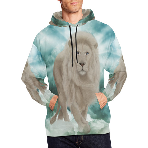The white lion in the universe All Over Print Hoodie for Men/Large Size (USA Size) (Model H13)