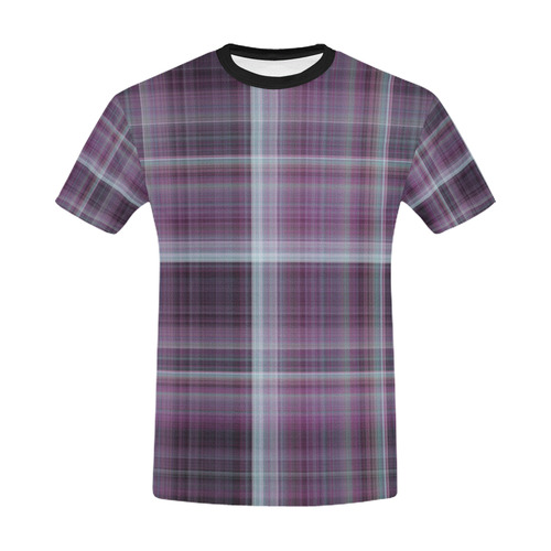 purple plaid All Over Print T-Shirt for Men/Large Size (USA Size) Model T40)