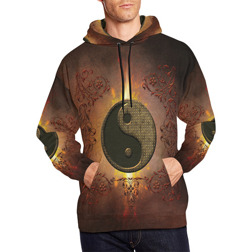 The sign ying and yang All Over Print Hoodie for Men/Large Size (USA Size) (Model H13)