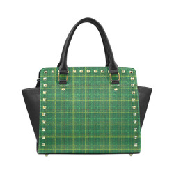 irish style tartan pattern Rivet Shoulder Handbag (Model 1645)