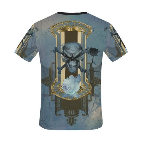 The blue skull with crow All Over Print T-Shirt for Men/Large Size (USA Size) Model T40)