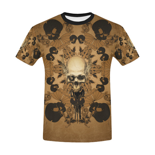 Skull with skull mandala on the background All Over Print T-Shirt for Men/Large Size (USA Size) Model T40)