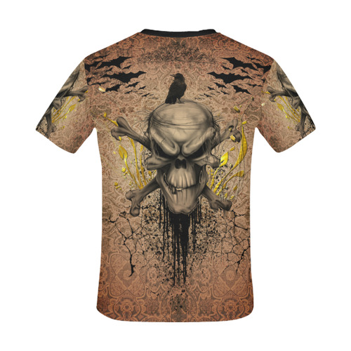 The scary skull with crow All Over Print T-Shirt for Men/Large Size (USA Size) Model T40)