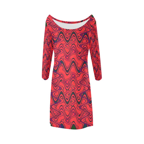Red and Black Waves Bateau A-Line Skirt (D21)