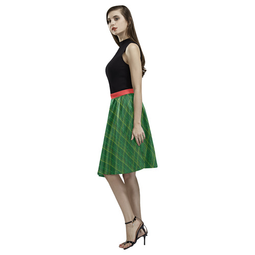 irish style tartan pattern Melete Pleated Midi Skirt (Model D15)