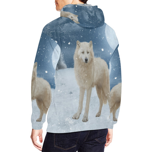 Awesome arctic wolf All Over Print Hoodie for Men/Large Size (USA Size) (Model H13)