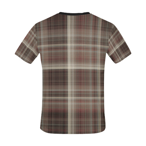 brownplaid All Over Print T-Shirt for Men/Large Size (USA Size) Model T40)