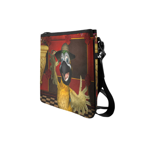 Funny parrot with summer hat Slim Clutch Bag (Model 1668)